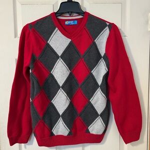 82 Zero Boys Red Argyle Sweater Size L
